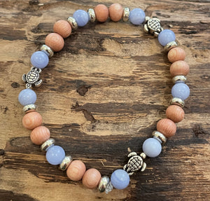 Fish with Blue Banded Sea Sediment Jasper and Wood Bracelet