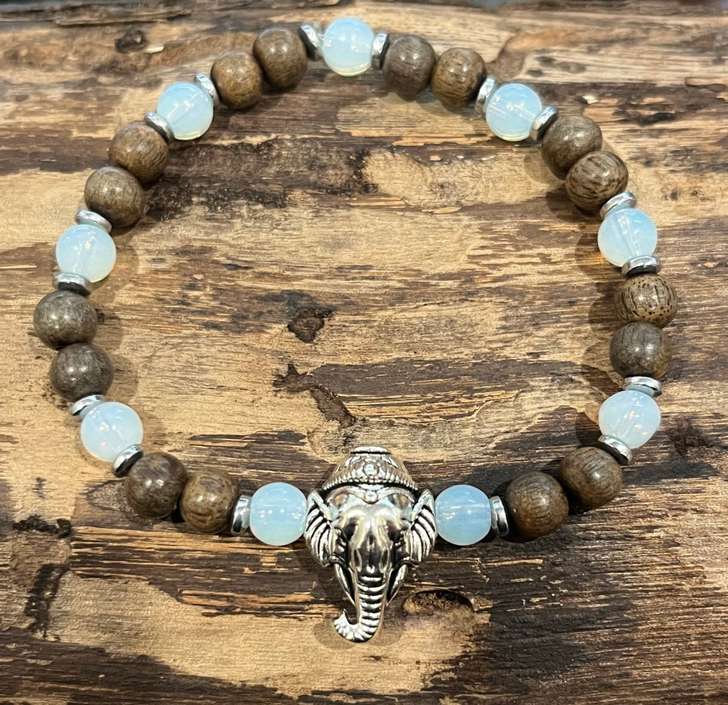 Elephant with Opalite, Hematite, and Wood Bracelet, For A Cause