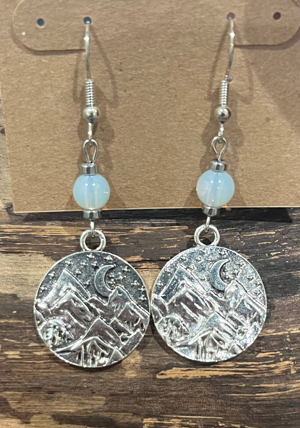 Night Time Mountain Scene with Opalite and Hematite Earrings, For A Cause