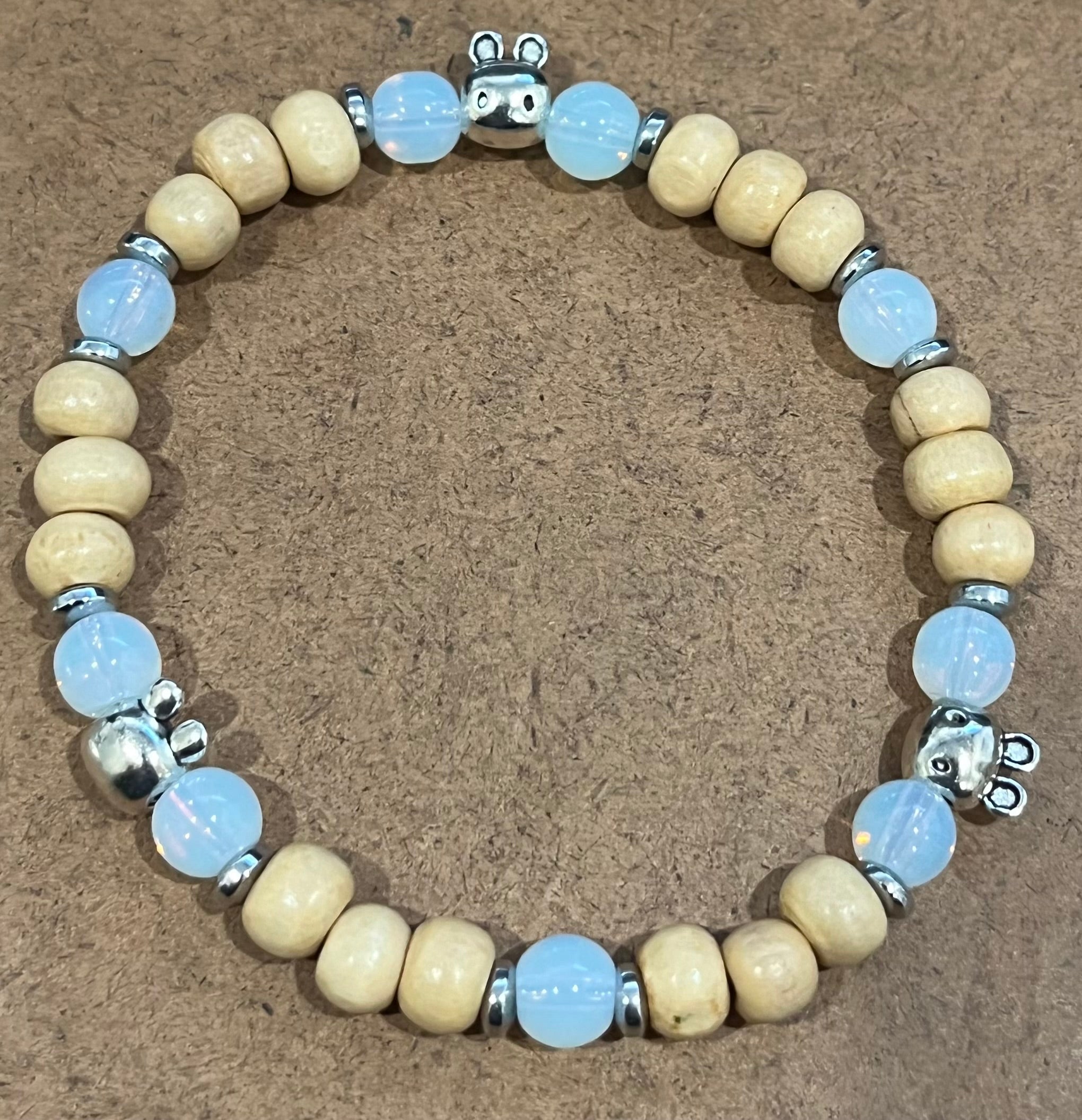 Rabbits with Opalite, Hematite and Wood Bracelet, For A Cause