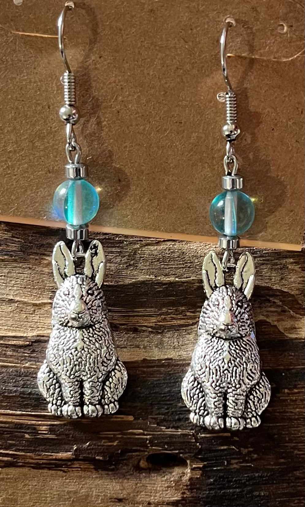 Rabbits with Aqua Blue Mystic Aura Quartz and Hematite Earrings, For A Cause