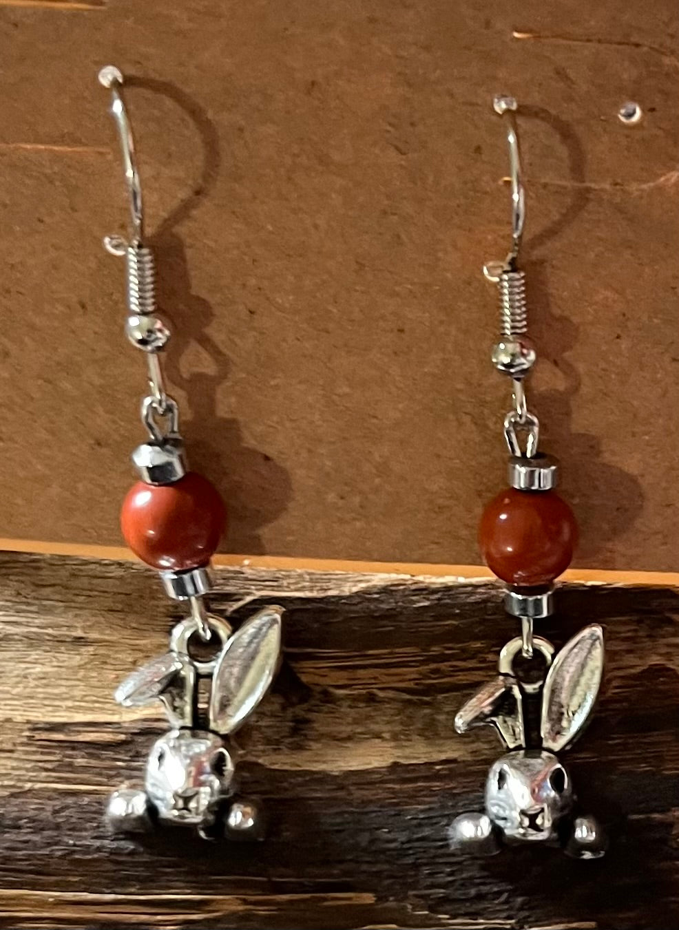 Rabbits with Red Jasper and Hematite Earrings, For A Cause