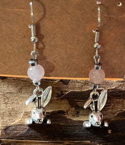 Rabbits with Rose Quartz and Hematite Earrings, For A Cause