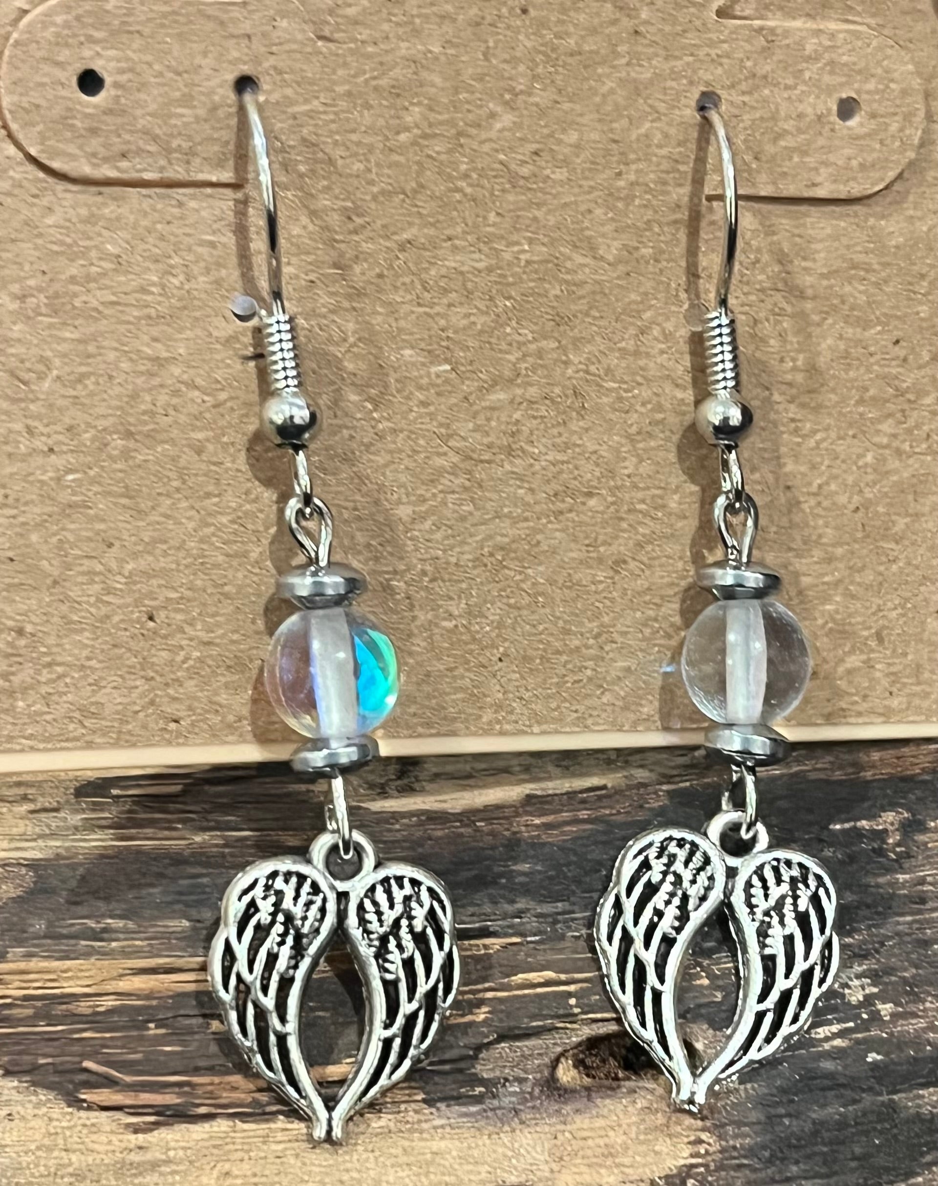 Wings with Mystic Aura Quartz and Hematite Earrings