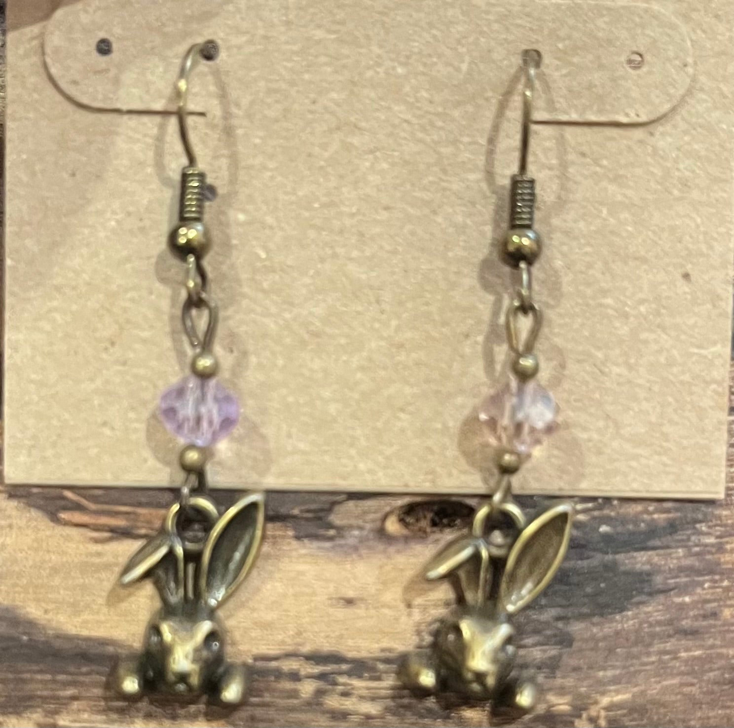 Rabbits with Purple Sparkle Beads Earrings, For A Cause