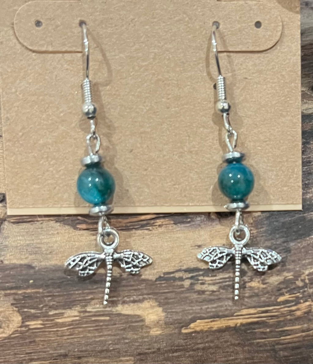 Dragonflies with Apatite and Hematite Earrings