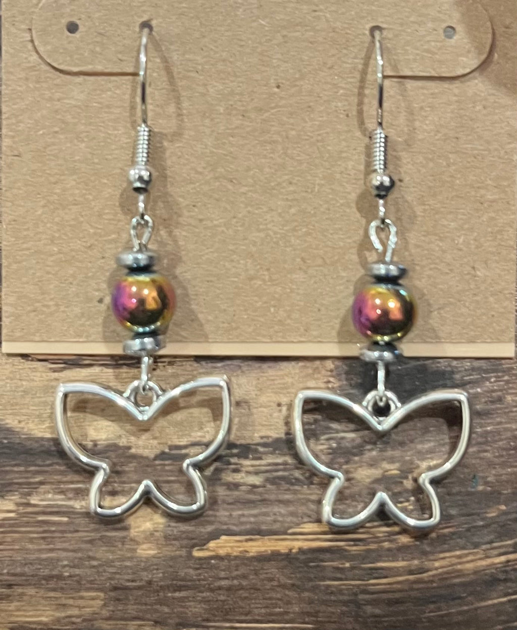 Butterflies with Rainbow Hematite Earrings