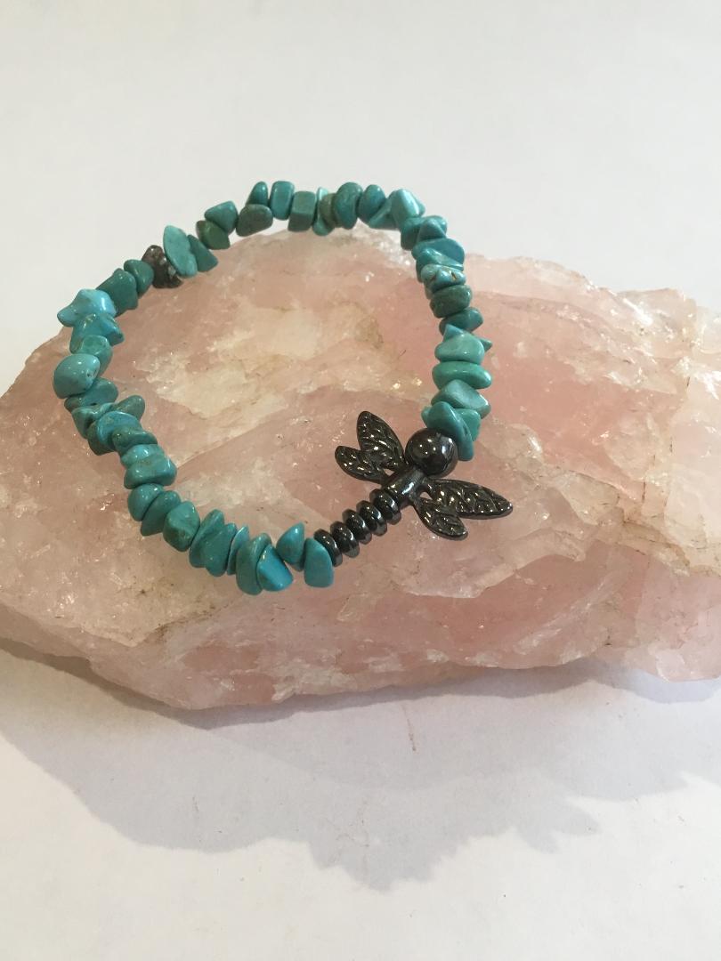 Black Dragonfly with Turquoise Bracelet