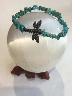 Black Dragonfly with Turquoise Bracelet