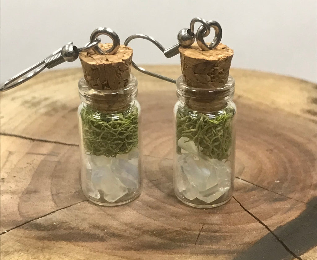 Opalite Dried Moss Earrings