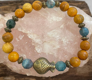 Fish with Apatite and Wood Bracelet