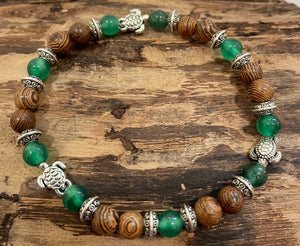 Turtles with Aventurine and Wood Bracelet