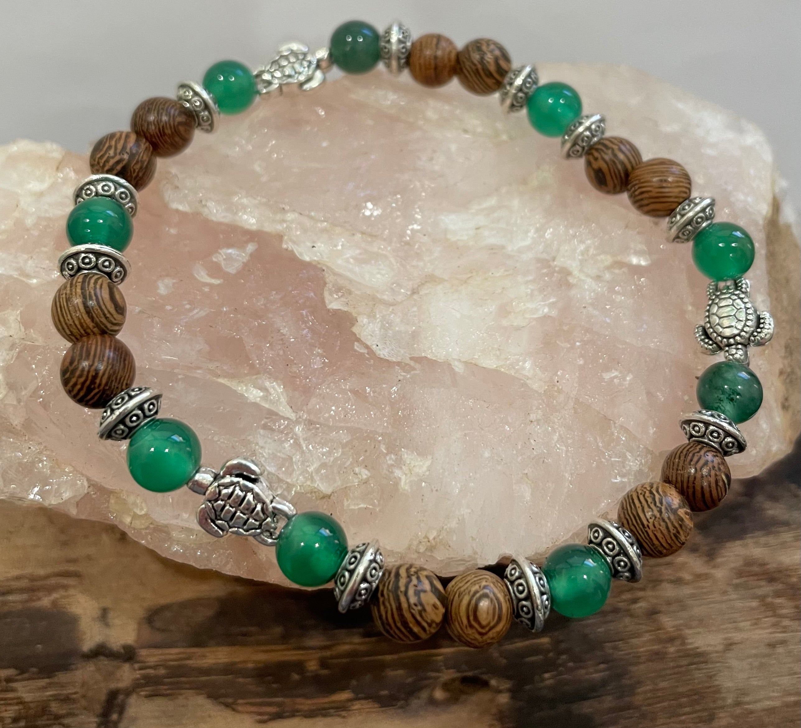 Turtles with Aventurine and Wood Bracelet