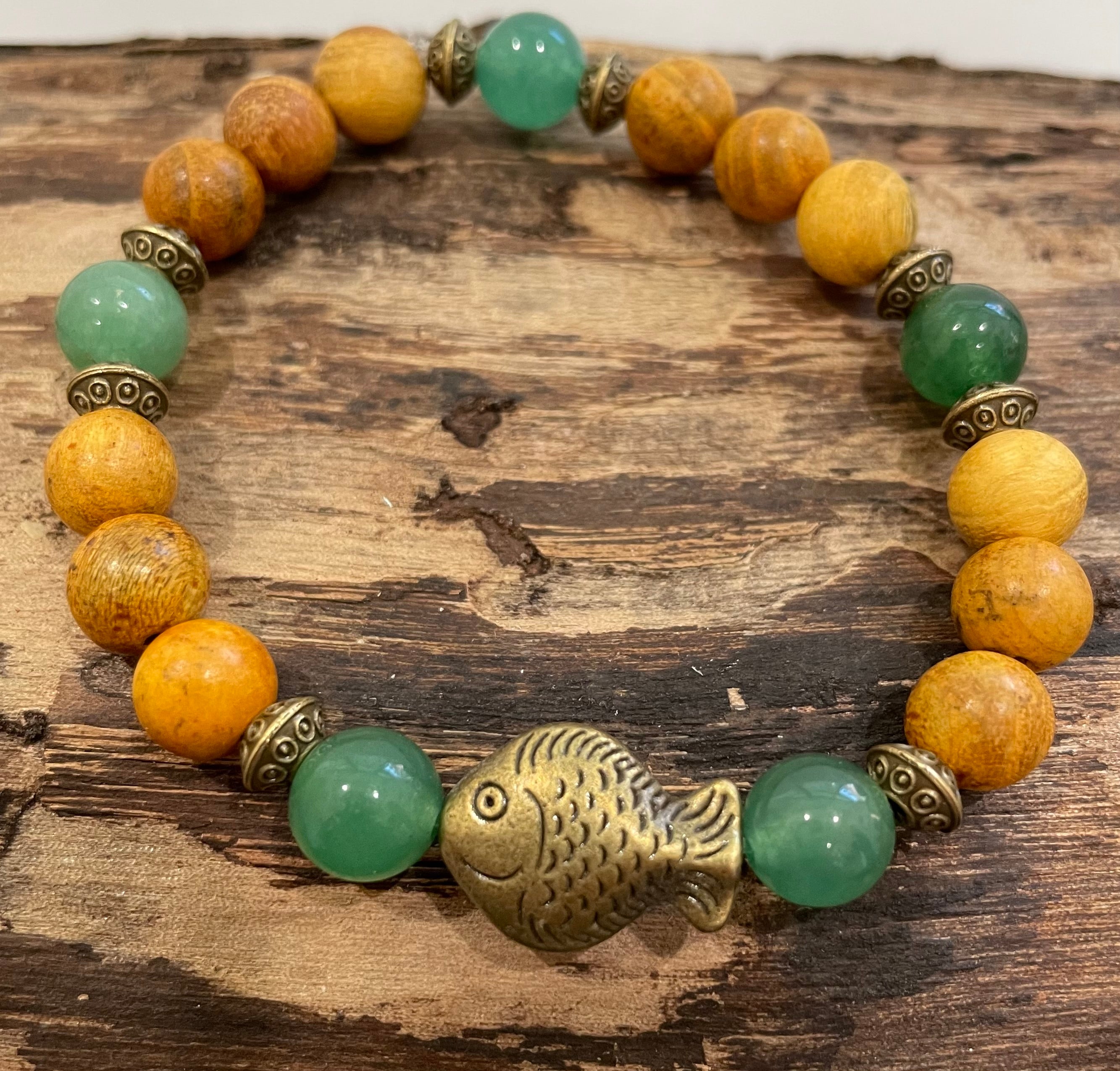 Fish with Aventurine and Wood Bracelet