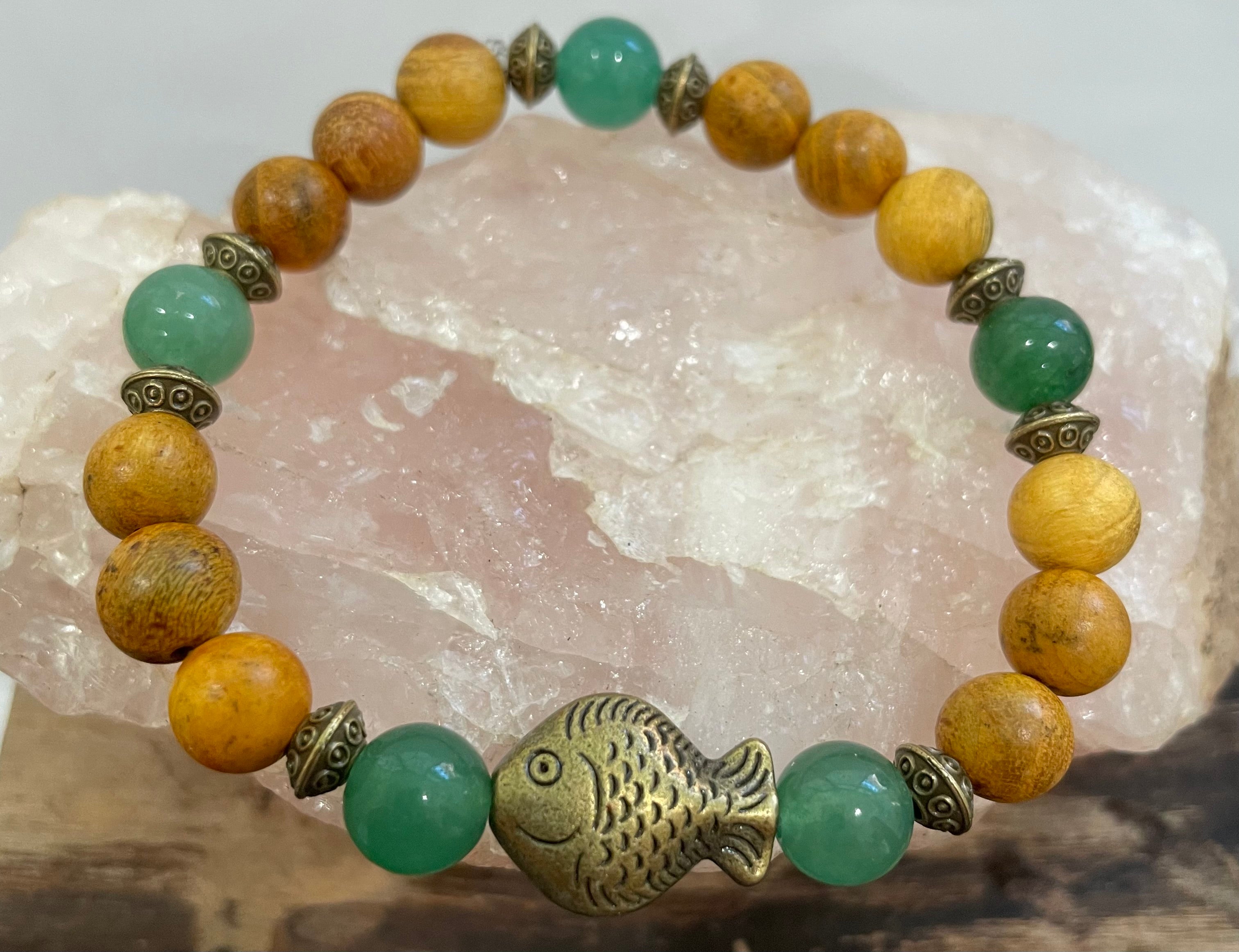 Fish with Aventurine and Wood Bracelet