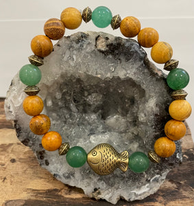 Fish with Aventurine and Wood Bracelet