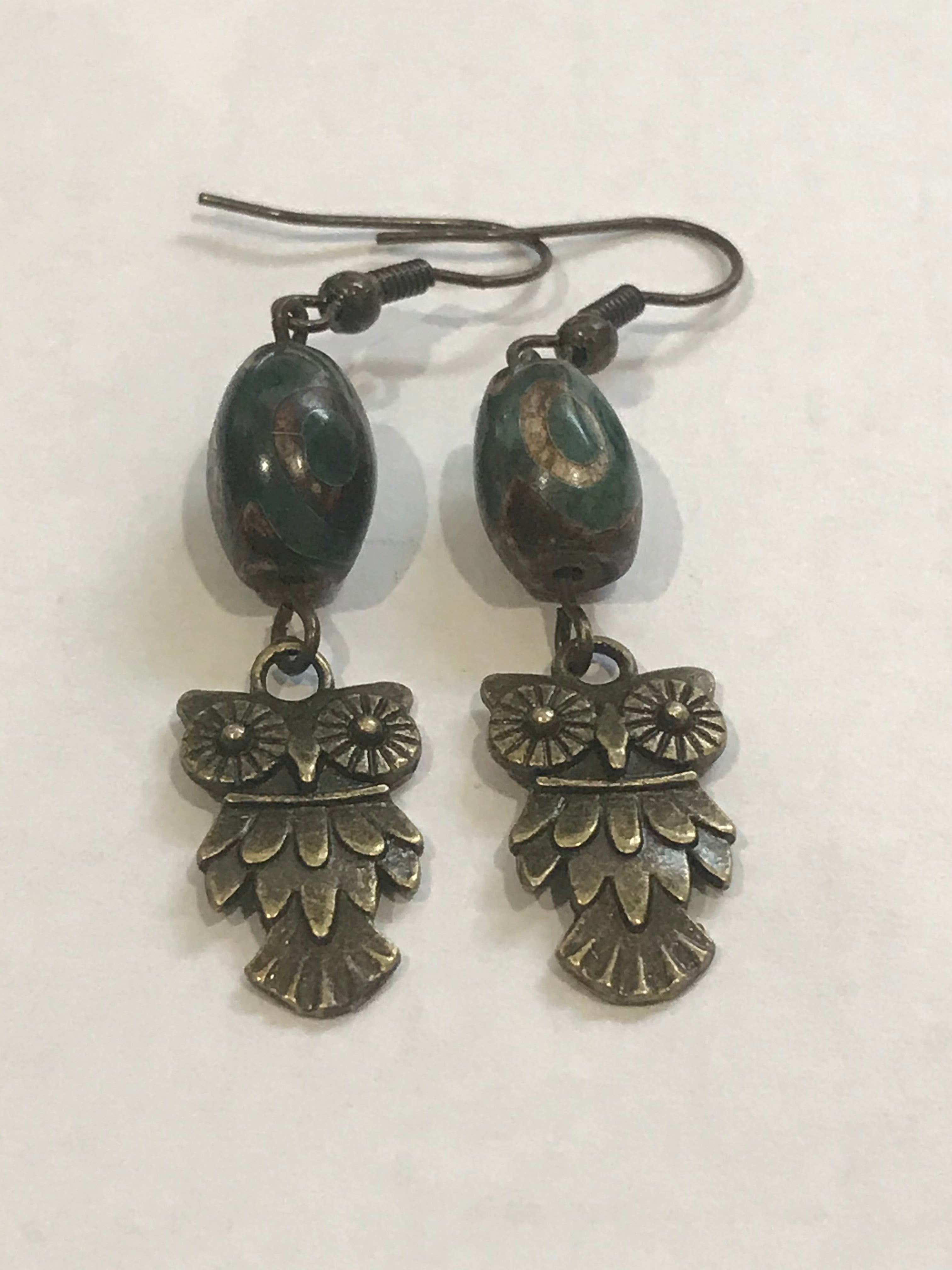 Owls with Agate Earrings