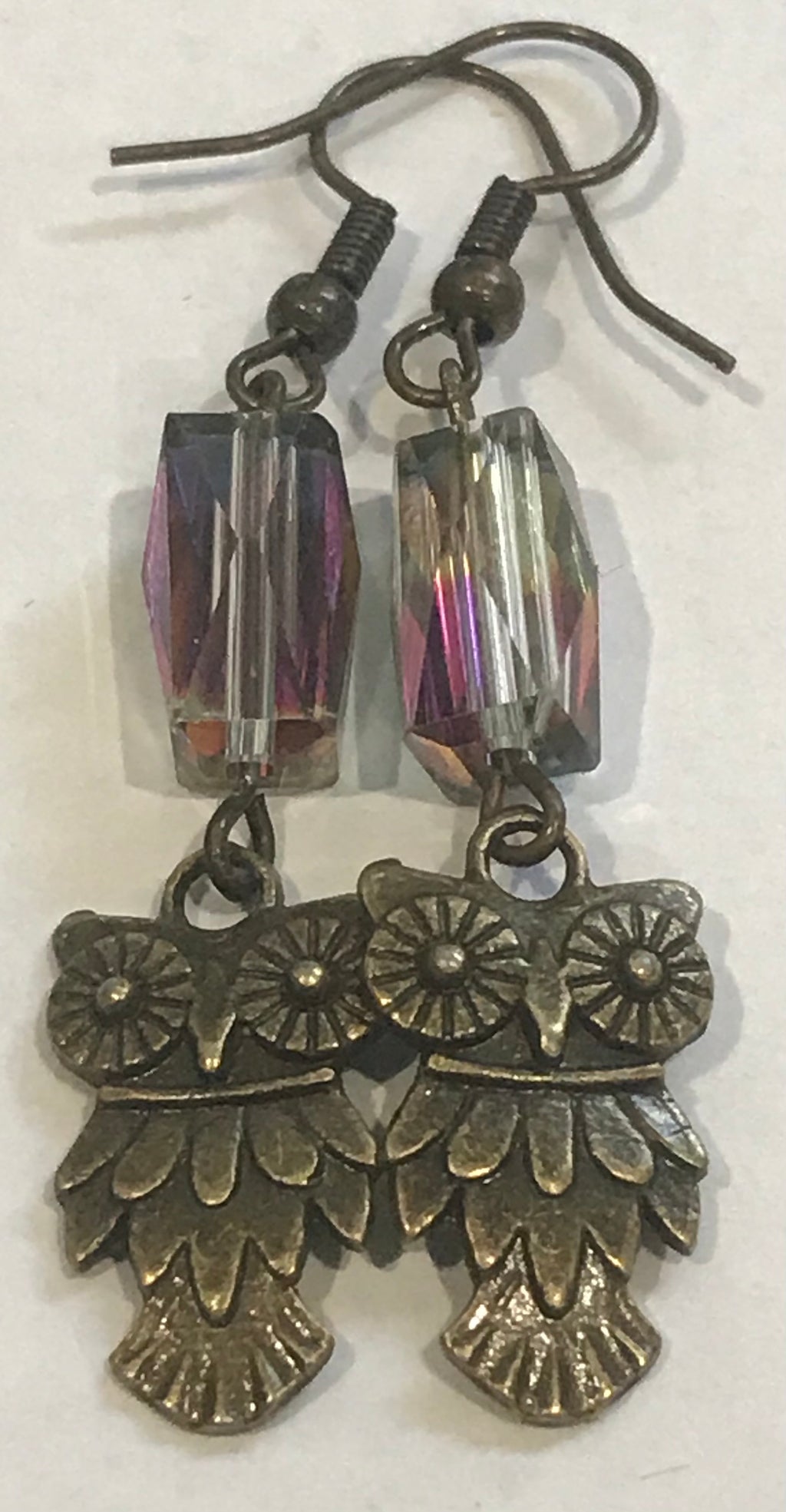 Owls with Multicolored Glass Earrings