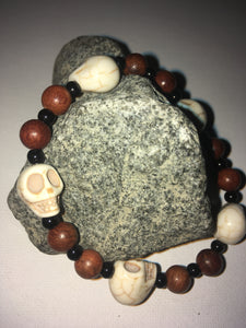 Skull and Wood Bracelet