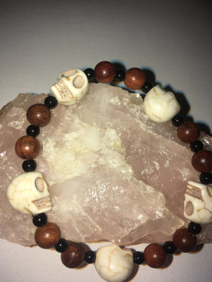 Skull and Wood Bracelet