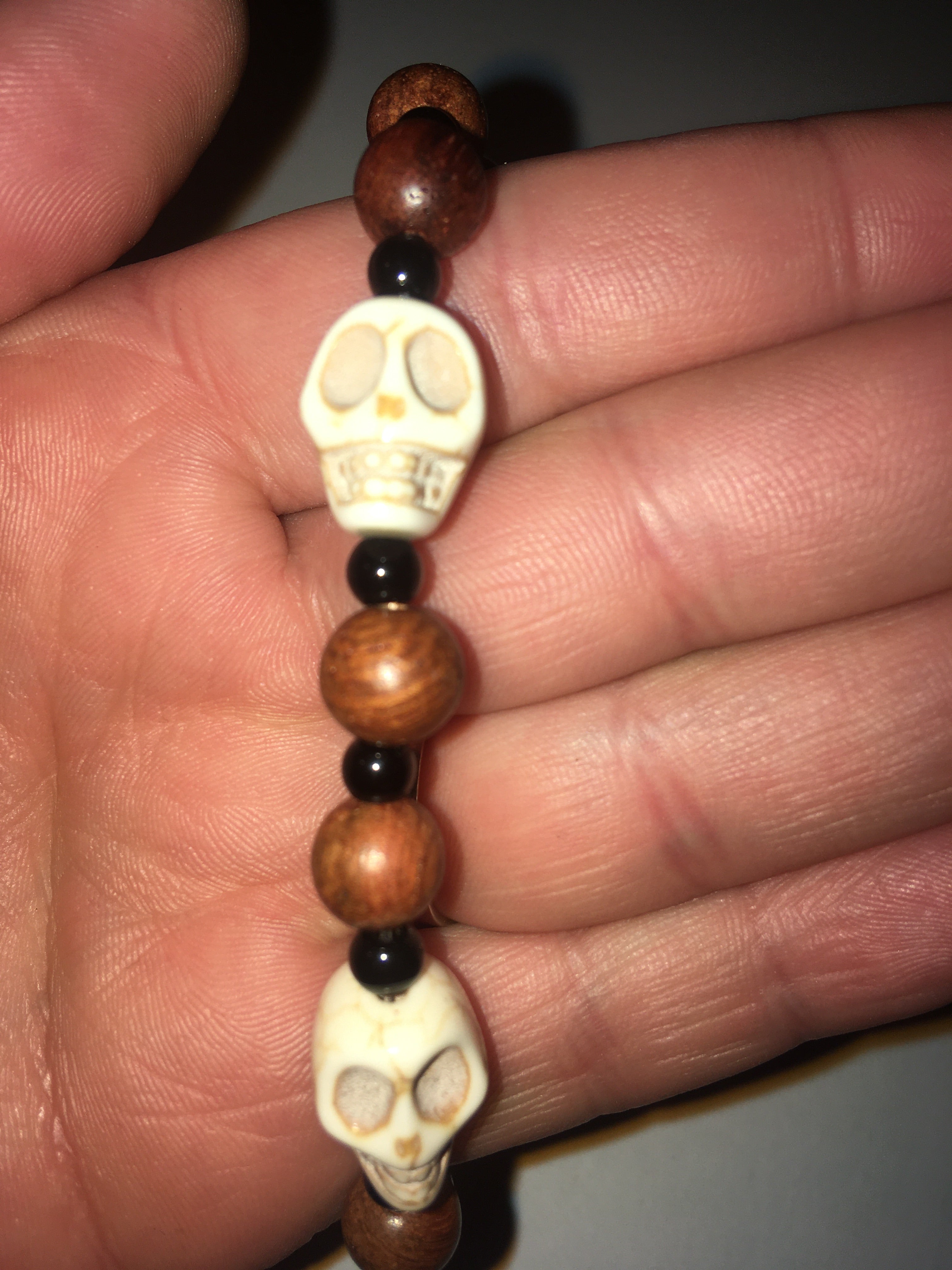 Skull and Wood Bracelet