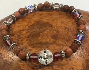 Compass with Red and Wood Bracelet