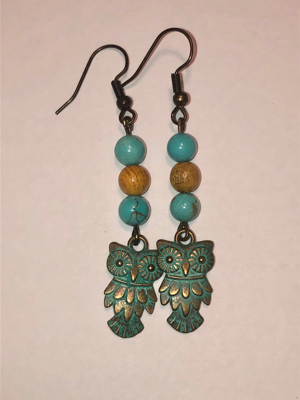 Owl with Turquoise Earrings