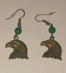 Bronze Eagle with Chrysocolla Earrings