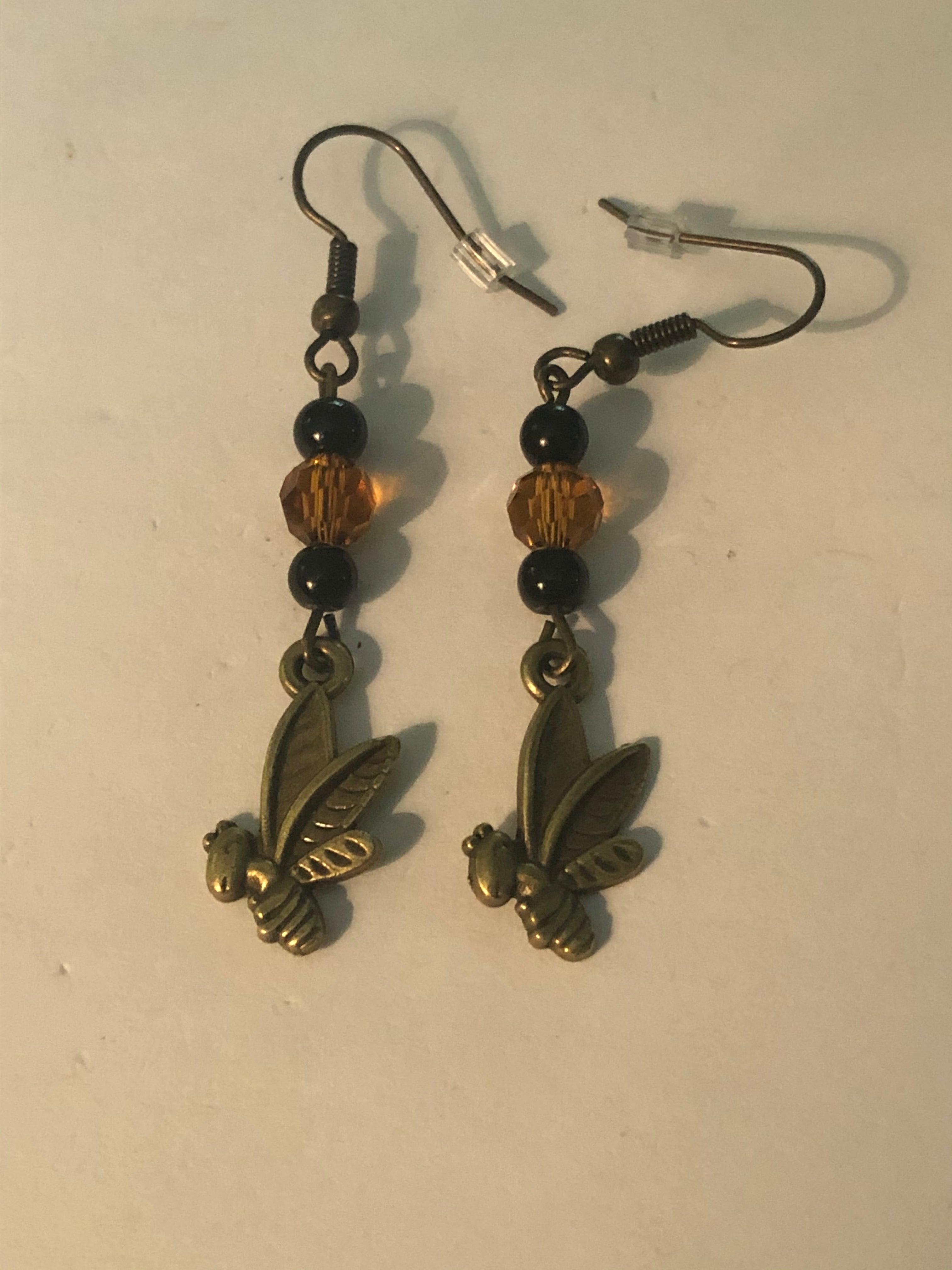 Bronze Bee Earrings