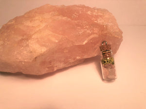 Small Rose Quartz Dried Moss Necklace